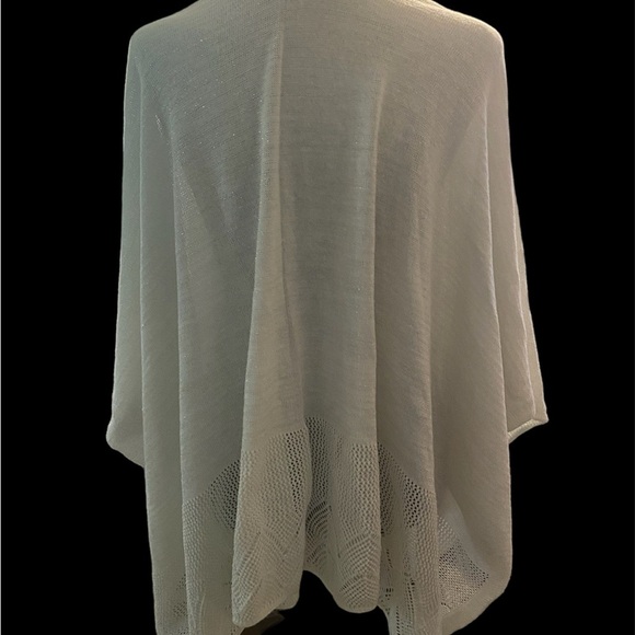 Adrienne Vittadini OpenFront‎ Cardigan SilveryShinySleevelessDrapey OneSize Fits - Picture 3 of 3